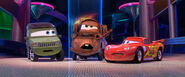 Mater with Miles Axlerod and Lightning McQueen