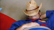 Smitty (Imagination Movers) sleeping in the sleeping bag
