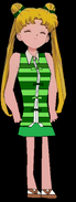 Sailor Moon wearing a green striped shirt for Blue's Clues