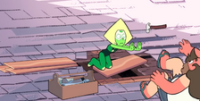 Greg Universe falling down on the ground from Peridot's pushing