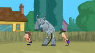 Phineas and Ferb Dance with a robot Bull