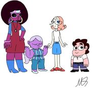 Steven Universe and the Crystal Gems in 1960s Fashion