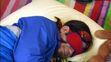 Scott (Imagination Movers) sleeping in the sleeping bag