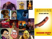 Gru, Alex, Ronnie Anne, Lincoln, Mumble, Jon, Garfield, Kevin, Otis, Lightning McQueen, Shrek and Batman Hates Sausage Party