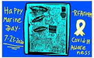 Happy Marine Day & Covid19 Awareness 2020 Poster by RFART419