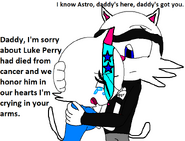 Astro is crying about Luke Perry in Angus Scattergood's Arms