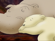 Lars and Hippo (The Little Polar Bear) sleeping