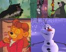 Bagheera, Panthy, Baloo, Rebecca Cunningham and Olaf the Snowman (The Jungle Book, El Arca, TaleSpin and Frozen)