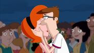 Linda and Lawrence kiss