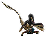 Velociraptor restraining an oviraptorosaur