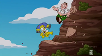 Homer Simpson and Peter Griffin falling on the ground