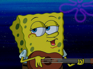 Spongebob playing the guitar