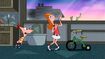 Phineas yells "GET ON THE TRIKE!" at Candace