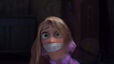 Rapunzel yelling through her gag