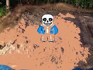 Sans playing in the quicksand