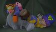 Pooh and his friends sleeping in the tent
