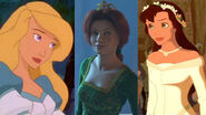 Princess Odette, Fiona and Kayley (The Swan Princess, Shrek and Quest for Camelot)