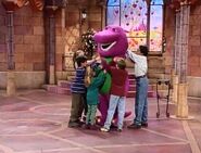 The kids tickle Barney in Be My Valentine, Love Barney