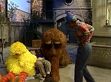 Big Bird, Snuffy and Bob are sound asleep in front of Hooper's Store in the beginning of episode 2795