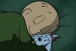 Harold (Harold & the Purple Crayon) sleeping in bed