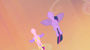 Twilight and Cadance flying upward S4E11