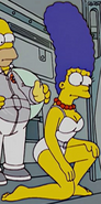 Marge wearing her white swimsuit