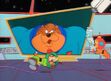 Bonkers sleeping on the rocket ship