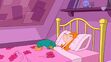 Perry sleeping in Candace's bed