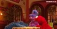 Cookie Monster falls asleep when he runs out of cookies