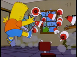 Bart Simpson falling backwards on the wall