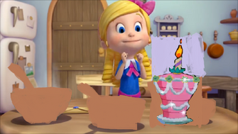 Goldie has a birthday cake