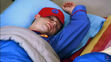 Dave (Imagination Movers) sleeping in the sleeping bag