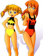 Power sisters in swimsuits