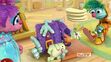 Blogg is fallen into an enchanted sleep from Snow White's sleeping apple