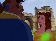 Belle gets sad with Beast at Tynemouth Castle and Priory