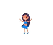Brunette-girl-with-long-hair-in-t-shirt-and-skirt- shaking hips