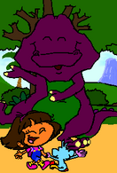 Barney, Dora Friends Travel Song dance scene