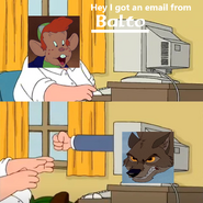 Smitty gets an Email punch from Balto