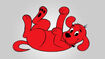Clifford the Big Red Dog laying on his back
