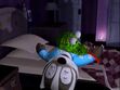 Frances sleeping with her lizard hat