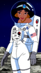 Jasmine wearing a spacesuit on the moon
