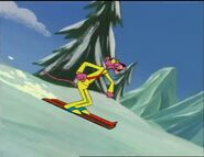 Pink panther goes skiing