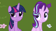 Twilight and Starlight eavesdrop on brunch ponies S7E14