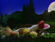 Mother Goose and her children sleeping in the beginning of Hickory Dickory Dock
