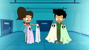 Emmy and Max grabbed the ghost outfits