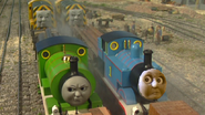 Thomas and Percy are annoyed with Arry and Bert for calling them a rude names