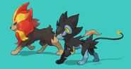 Pyroar and Luxray