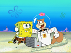 Spongebob and sandy stick together