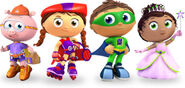 Super Why, Wonder Red, Princess Presto, and Alpha Pig as Shrek