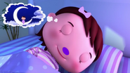 Mia sleeping and dreaming of a moon in Hey Diddle Diddle